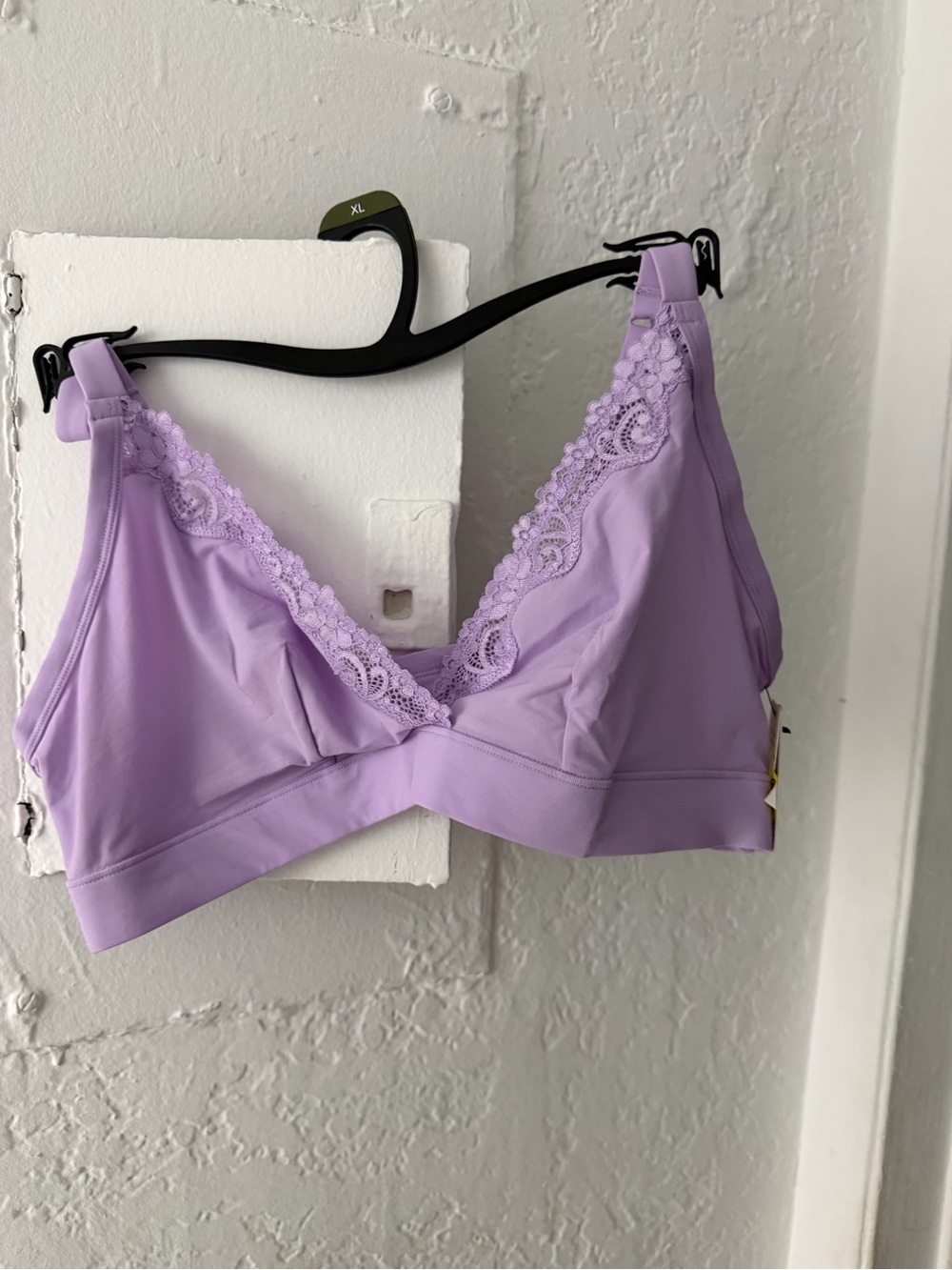 No Boundaries Lilac Triangle Bralette with Lace Trim - Picture 2 of 7